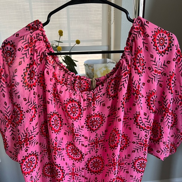 NWT: Silk Ulla Johnson Pink Geometric Dress - Picture 4 of 9